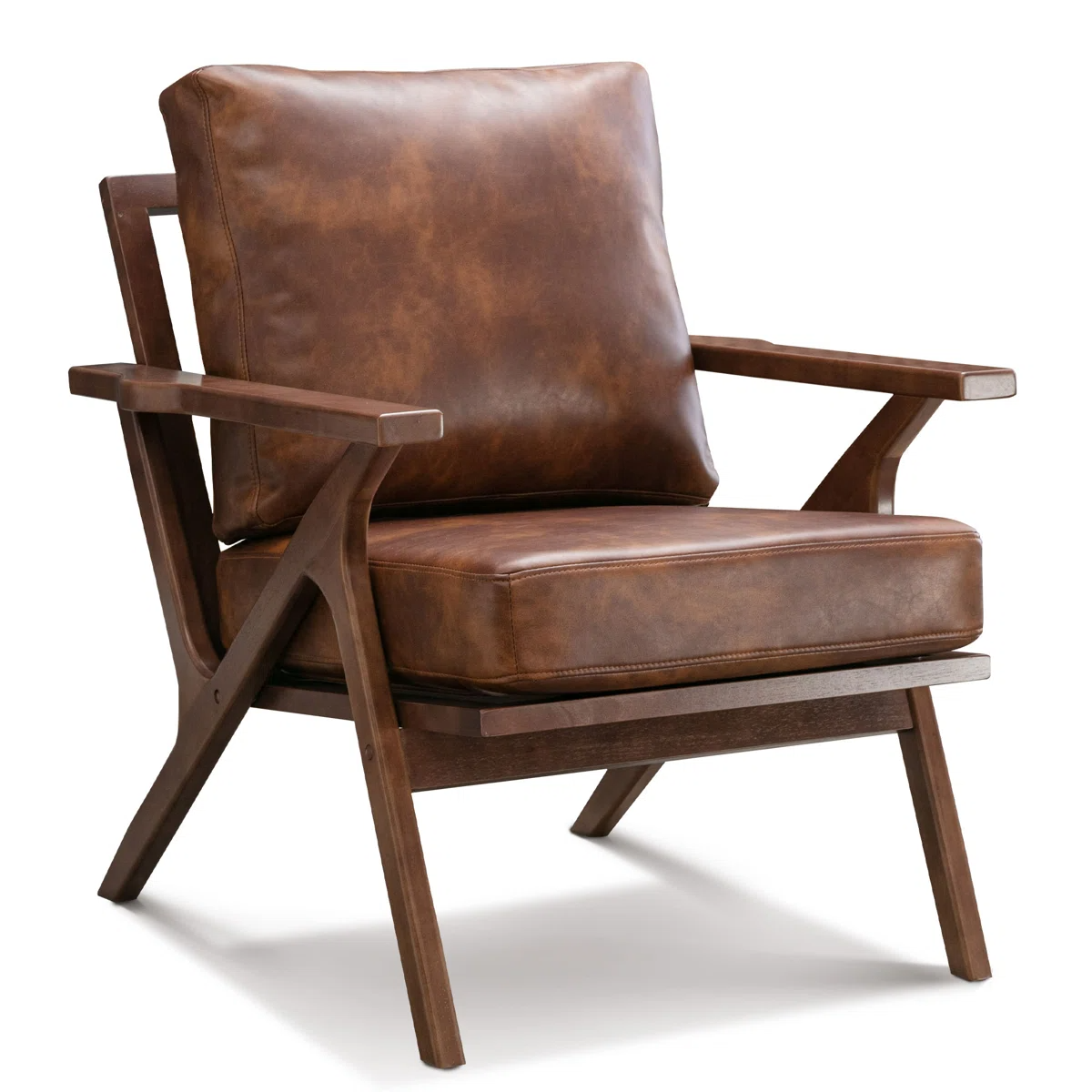 Solid Wood Faux Leather Chair $135