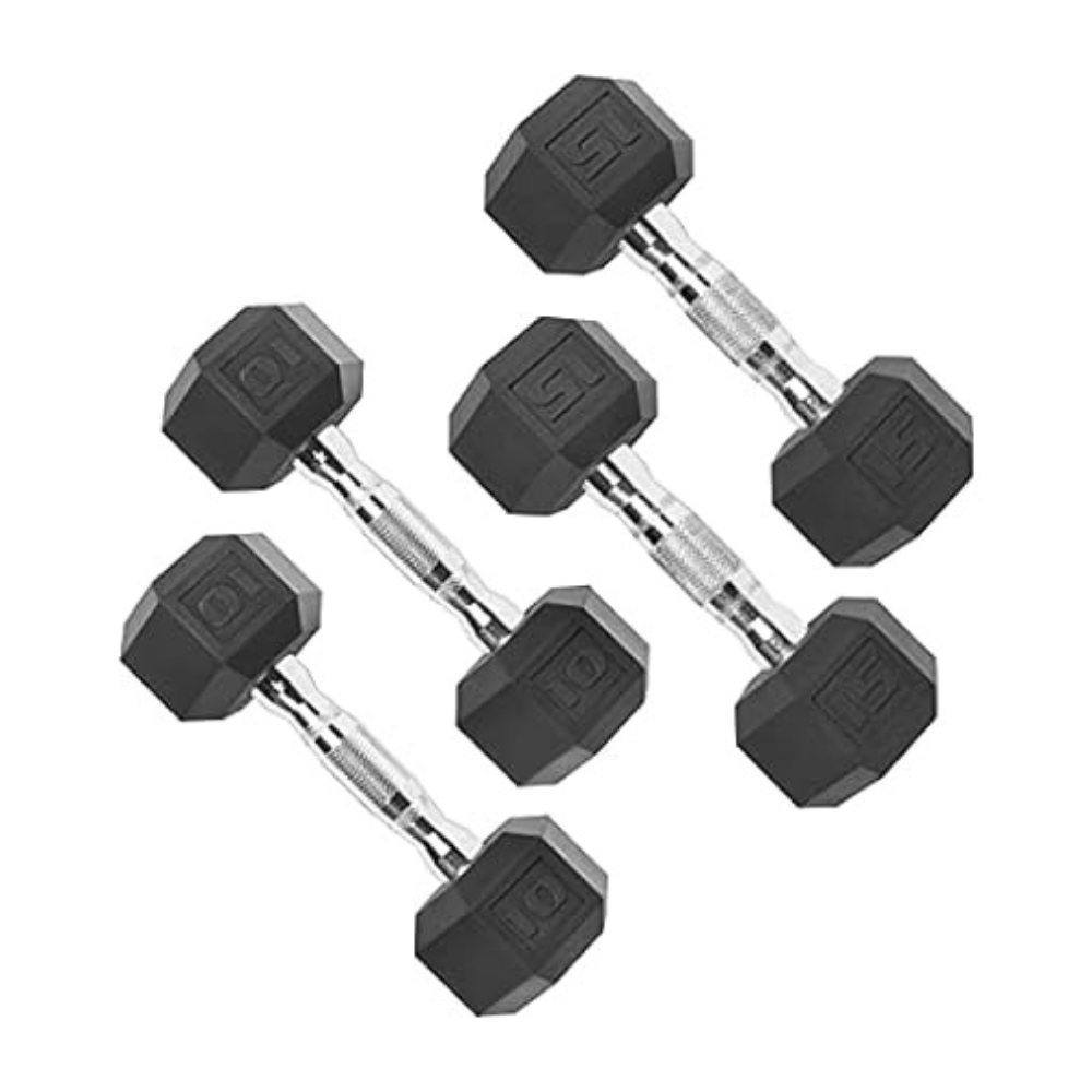 4pc Coated Hex Dumbbells $40