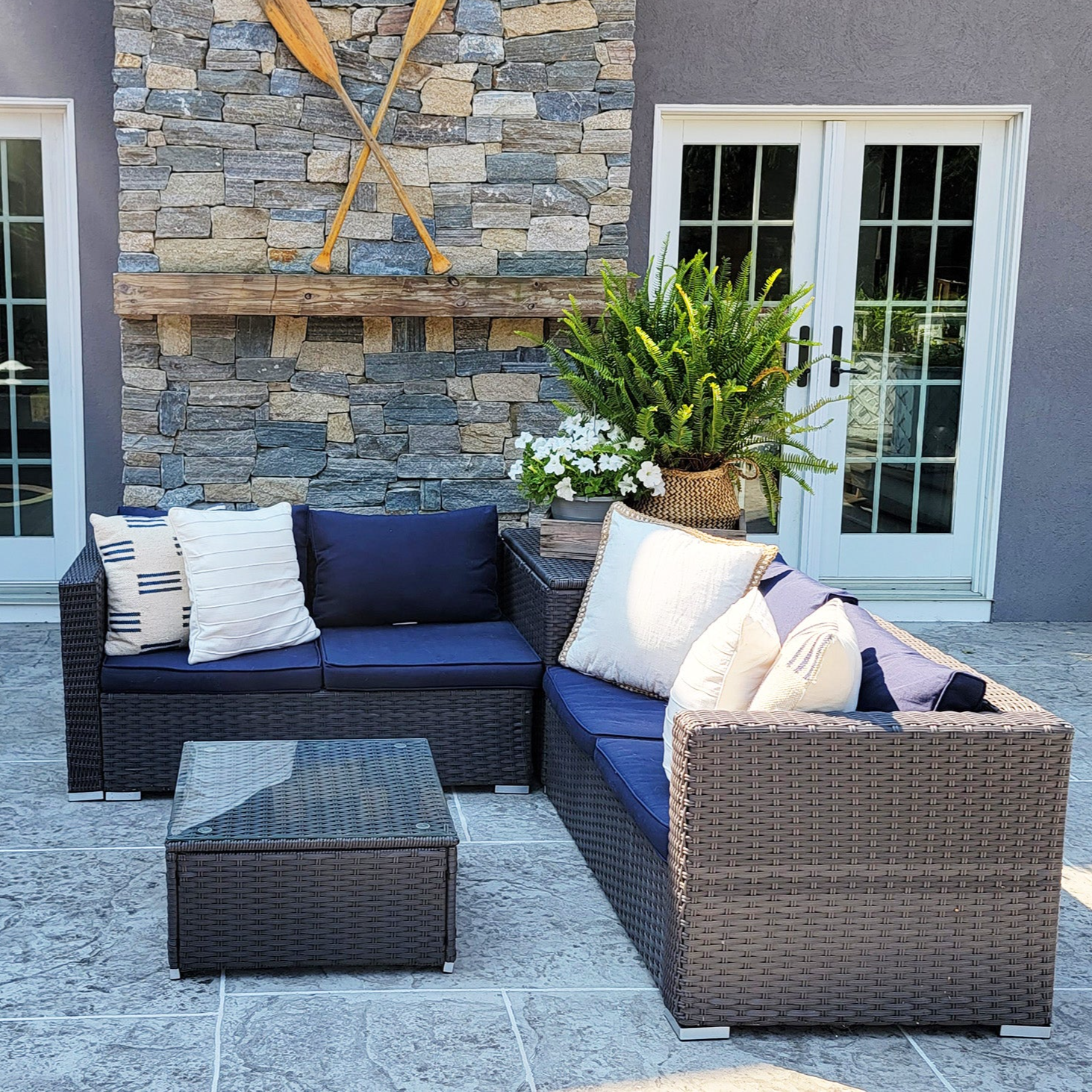 4pc Patio Wicker Sectional Sofa Set $300