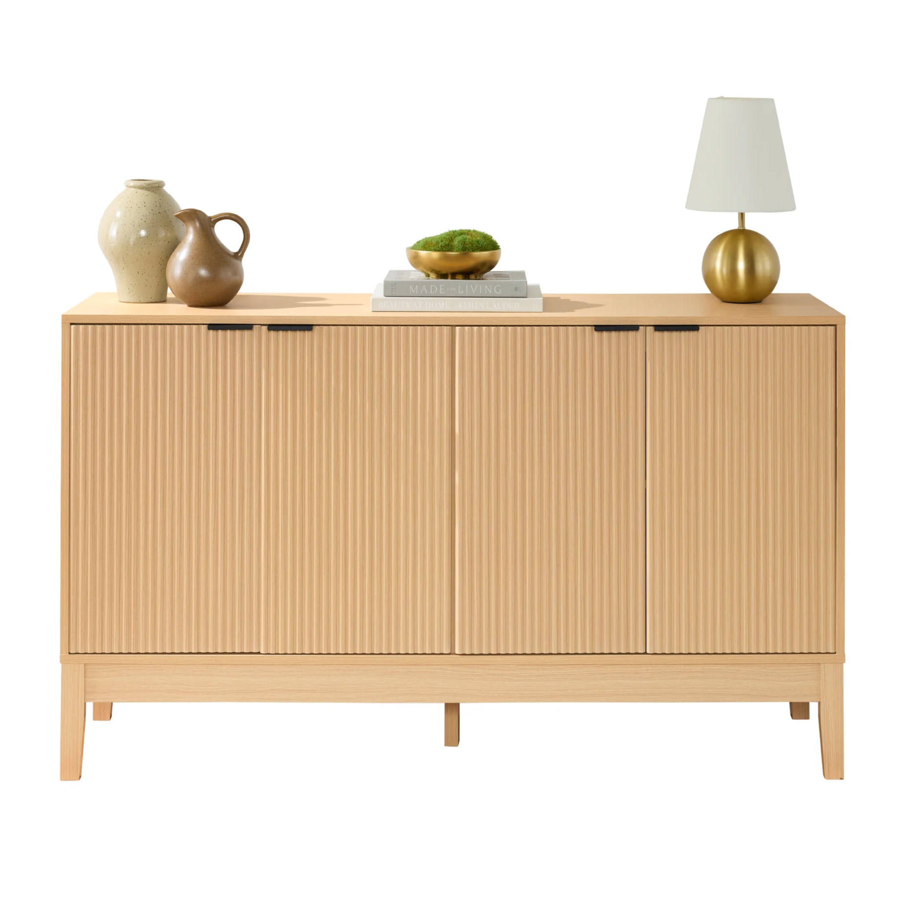 4-Door Reeded Storage Cabinet $150