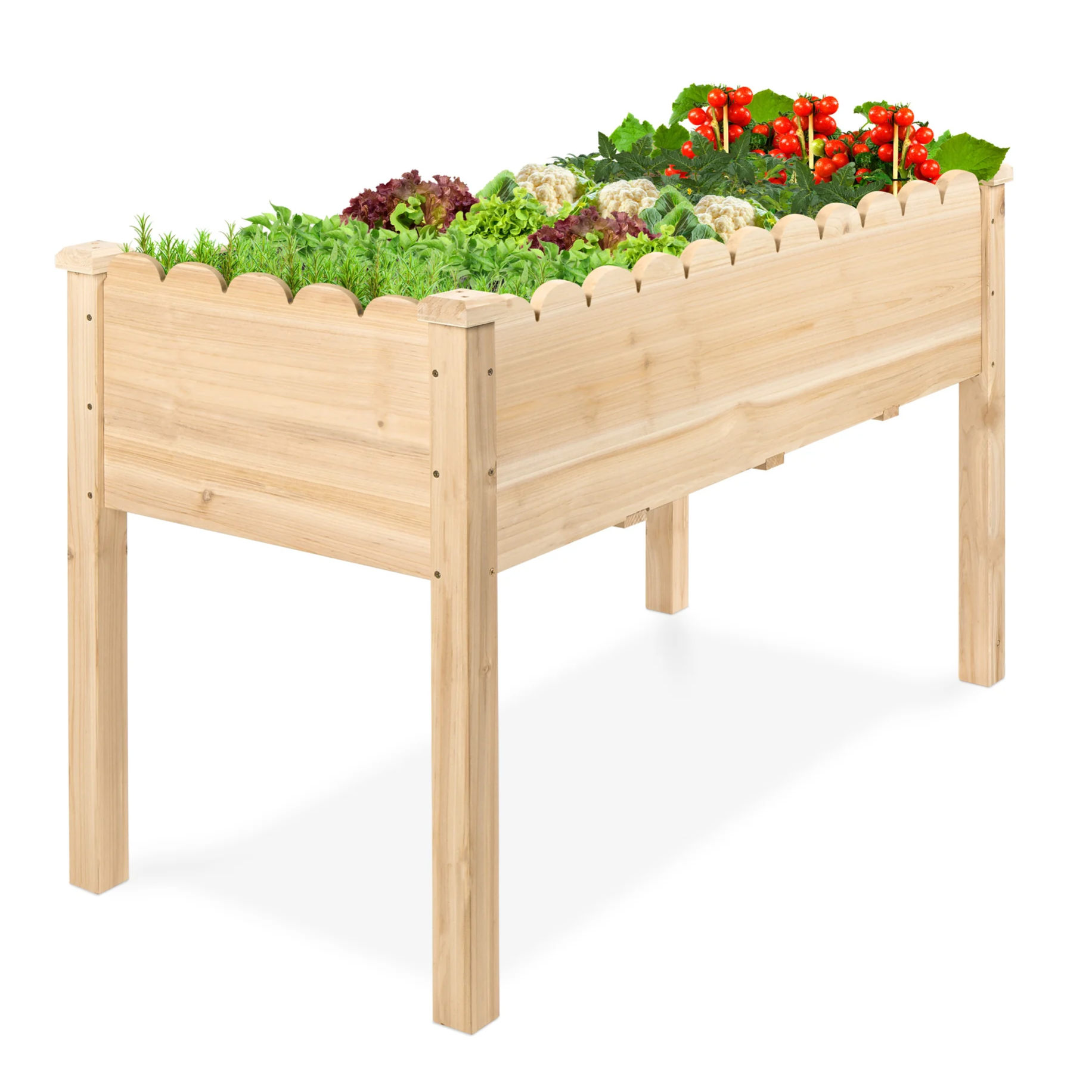 Raised Wood Scalloped Garden Bed $88