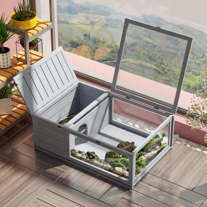 Wood PawHut 2-Room Reptile Cage $67