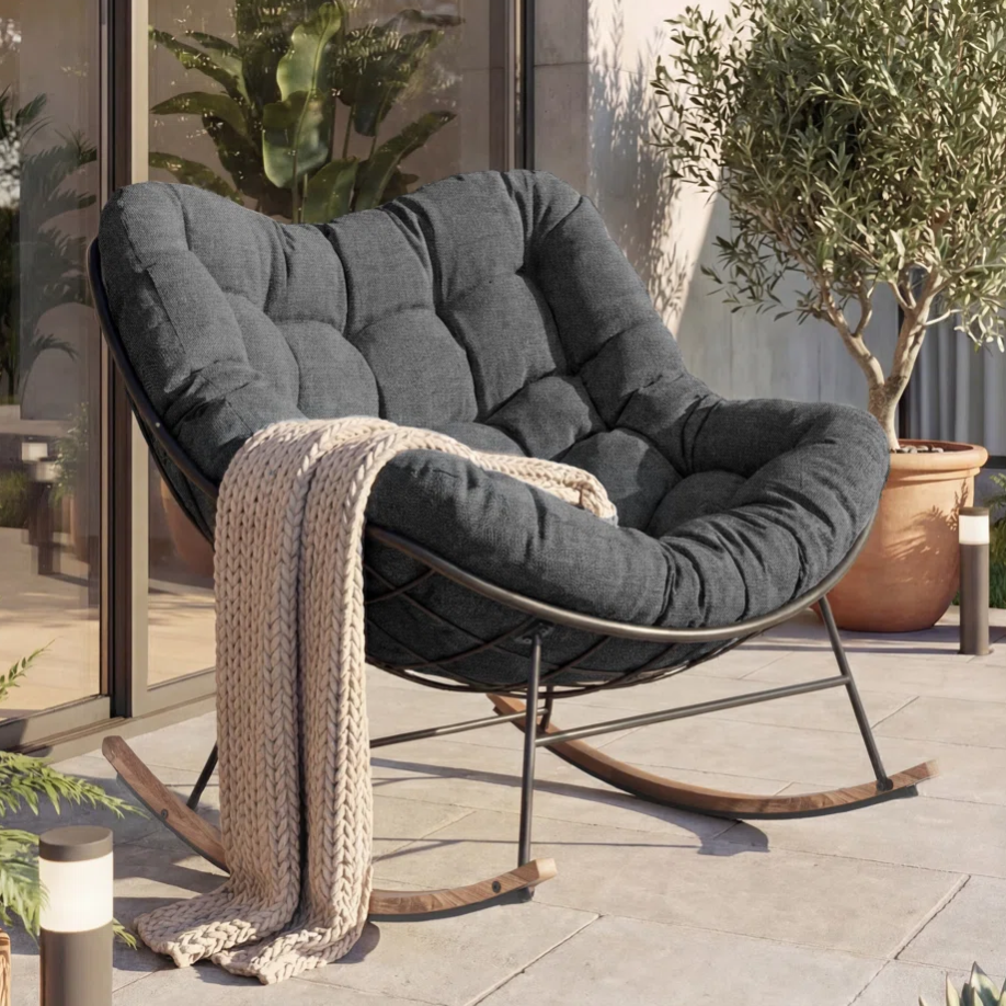 Steel Rocking Chair with Cushion $180
