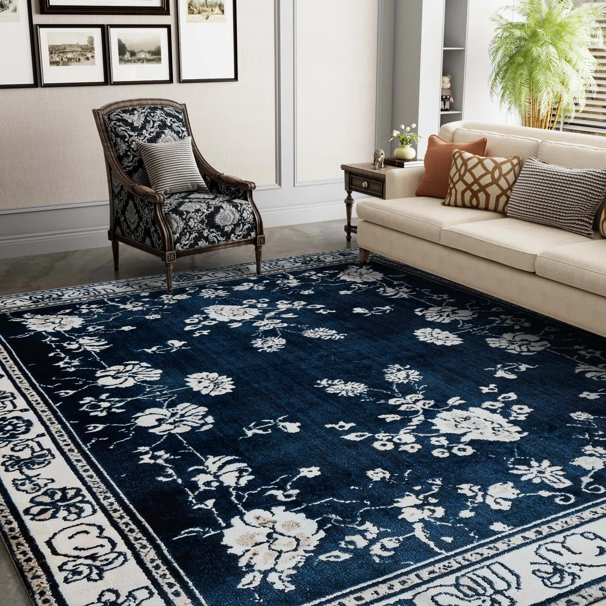 8' x 10' Machine-Washable Floral Rug $74