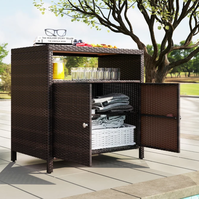 Wood Top Outdoor Storage Cabinet $143