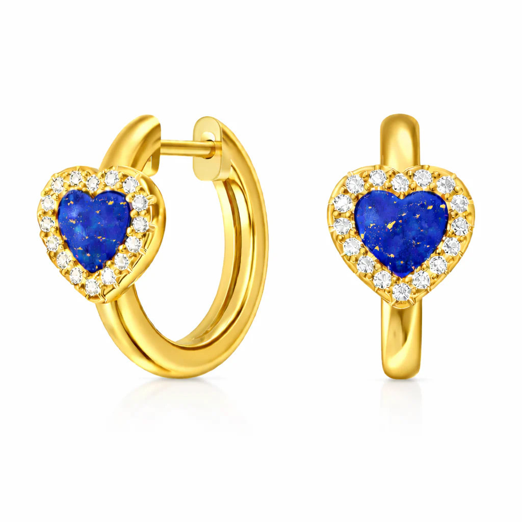 Blue Lapis Crystal Heart Earrings $15